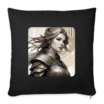 Fantasy Anime Girl Viking Germanic Trigues Middle Ages - Sofa pillowcase 17,3'' x 17,3'' (45 x 45 cm) - black - Front