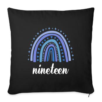 Blau Regenbogen Neunzehn Jahre 19. Geburtstag - Sofakissenbezug 45 x 45 cm - Schwarz - Vorne