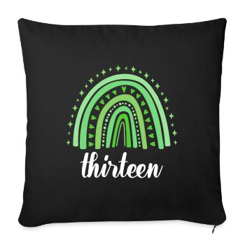 Green Rainbow Treize ans 13e anniversaire - Housse de coussin décorative 45 x 45 cm - noir - Devant