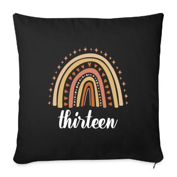 Orange Rainbow Treize ans 13e anniversaire - Housse de coussin décorative 45 x 45 cm - noir - Devant