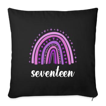 Purple Rainbow Seventeen Years 17th Birthday - Sofa pillowcase 17,3'' x 17,3'' (45 x 45 cm) - black - Front
