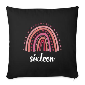 Red Rainbow Seize ans 16e anniversaire - Housse de coussin décorative 45 x 45 cm - noir - Devant