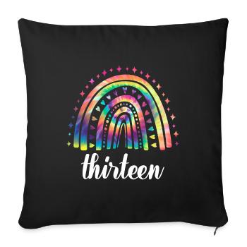 Tie Dye Rainbow Treize ans 13e anniversaire - Housse de coussin décorative 45 x 45 cm - noir - Devant