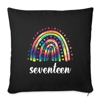 Tie Dye Rainbow Seventeen Years 17th Birthday - Sofa pillowcase 17,3'' x 17,3'' (45 x 45 cm) - black - Front
