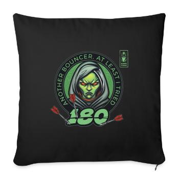 Fléchettes 180 Transat Vert Joueur Équipe de fléchettes - Housse de coussin décorative 45 x 45 cm - noir - Devant