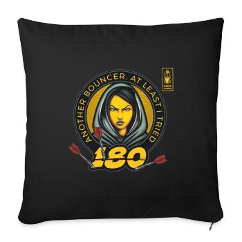 Fléchettes 180 Transat Joueur Jaune Équipe de fléchettes - Housse de coussin décorative 45 x 45 cm - noir - Devant