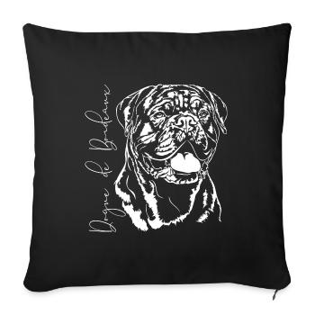 DOGUE DE BORDEAUX Portrait de chien Les chiens de Wilsign - Housse de coussin décorative 45 x 45 cm - noir - Devant