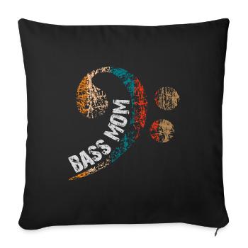 Maman joue de la basse avec une clef de basse vintage - Housse de coussin décorative 45 x 45 cm - noir - Devant