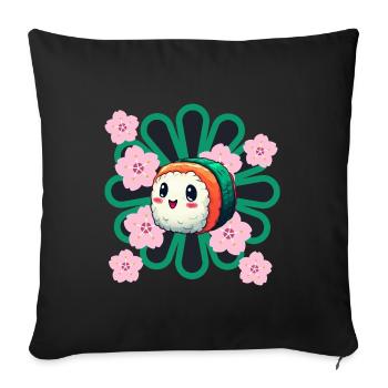 Sushi heureux - Housse de coussin décorative 45 x 45 cm - noir - Devant
