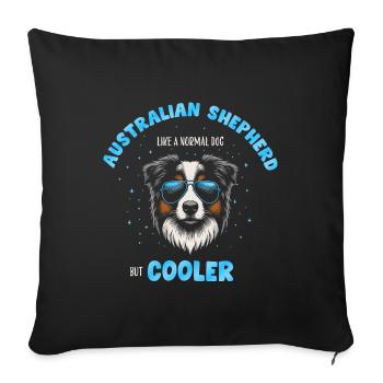 Aussie - like a normal dog but cooler turquoise - Sofa pillowcase 17,3'' x 17,3'' (45 x 45 cm) - black - Front