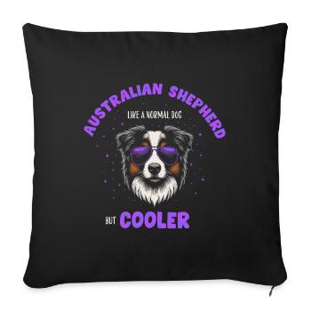 Aussie - like a normal dog but cooler purple - Sofa pillowcase 17,3'' x 17,3'' (45 x 45 cm) - black - Front