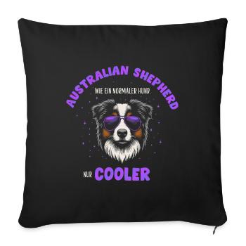 Aussie - like a normal dog only cooler purple - Sofa pillowcase 17,3'' x 17,3'' (45 x 45 cm) - black - Front