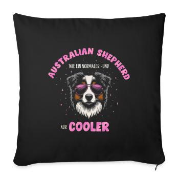 Aussie - like a normal dog only cooler pink - Sofa pillowcase 17,3'' x 17,3'' (45 x 45 cm) - black - Front