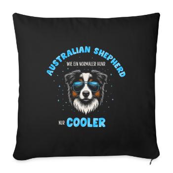 Aussie - like a normal dog only cooler turquoise - Sofa pillowcase 17,3'' x 17,3'' (45 x 45 cm) - black - Front
