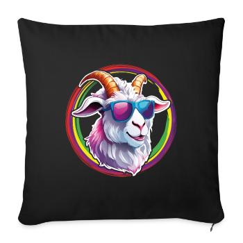 billy goat with sunglasses in color circles - Sofa pillowcase 17,3'' x 17,3'' (45 x 45 cm) - black - Front