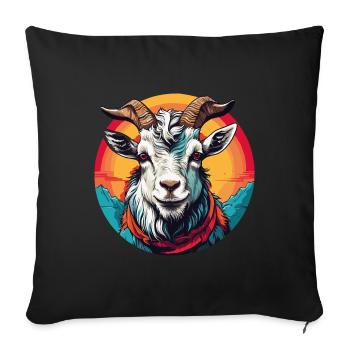 Colorful goat on the colorful color wheel - Sofa pillowcase 17,3'' x 17,3'' (45 x 45 cm) - black - Front