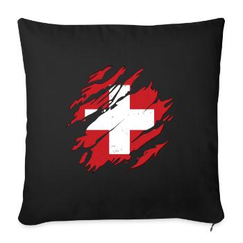 Schweiz Flagge Risse Kratzer Kratzspuren CH - Sofakissenbezug 45 x 45 cm - Schwarz - Vorne
