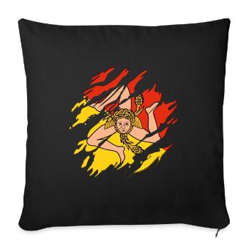 Sicile Drapeau Italie Palerme Trinacria fissures - Housse de coussin décorative 45 x 45 cm - noir - Devant