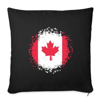 Canada Drapeau érable Feuille drapeau canadien Canada - Housse de coussin décorative 45 x 45 cm - noir - Devant