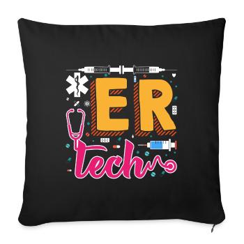 ER Tech Emergency Room Technician - Sofa pillowcase 17,3'' x 17,3'' (45 x 45 cm) - black - Front