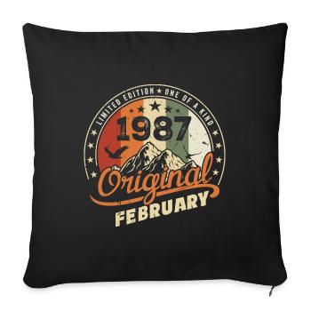 Born In February 1987 Retro February 1987 Birthday - Sofa pillowcase 17,3'' x 17,3'' (45 x 45 cm) - black - Front