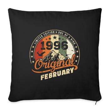 Né en Février 1996 Rétro Février 1996 Anniversaire - Housse de coussin décorative 45 x 45 cm - noir - Devant