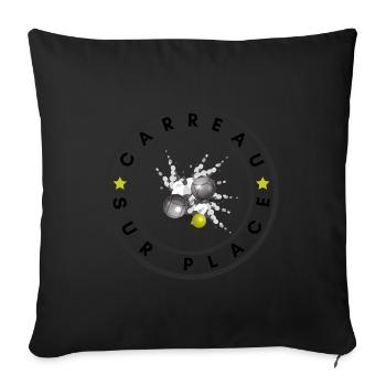 boule logo carreau sur place jaune - Housse de coussin décorative 45 x 45 cm - noir - Devant