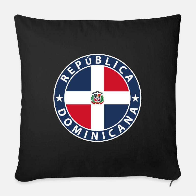 République dominicaine - Housse de coussin décorative 45 x 45 cm - noir