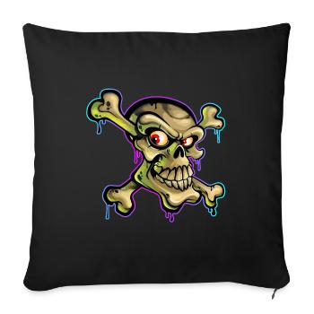Pirate Crâne Cartoon Graffiti - Housse de coussin décorative 45 x 45 cm - noir - Devant