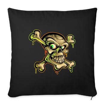 Pirate Crâne Cartoon Graffiti - Housse de coussin décorative 45 x 45 cm - noir - Devant