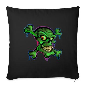 Pirate Crâne Cartoon Graffiti - Housse de coussin décorative 45 x 45 cm - noir - Devant