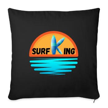 Surfing King - Sofa pillowcase 17,3'' x 17,3'' (45 x 45 cm) - black - Front