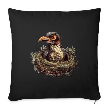 Der Kuckuck im Nest der Gasteltern - Sofakissenbezug 45 x 45 cm - Schwarz - Vorne