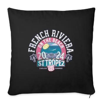 St Tropez French Riviera Travel the world - Housse de coussin décorative 45 x 45 cm - noir - Devant