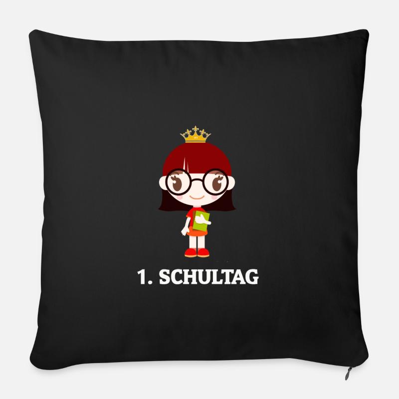 1 jour d'école - Housse de coussin décorative 45 x 45 cm - noir