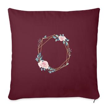 Blumen Geometrisch Blau Rosa personalisierbar - Sofakissenbezug 45 x 45 cm - Burgunderrot - Vorne