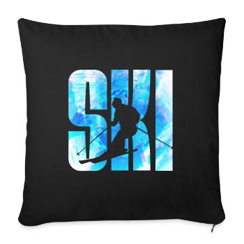 ski skiing skier - Sofa pillowcase 17,3'' x 17,3'' (45 x 45 cm) - black - Front