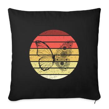 Papillon Retro Style Vintage - Housse de coussin décorative 45 x 45 cm - noir - Devant