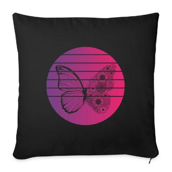 Papillon Retro Style Vintage - Housse de coussin décorative 45 x 45 cm - noir - Devant