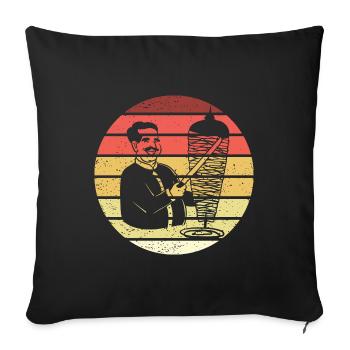 Doner Kebab Retro Style Vintage - Housse de coussin décorative 45 x 45 cm - noir - Devant