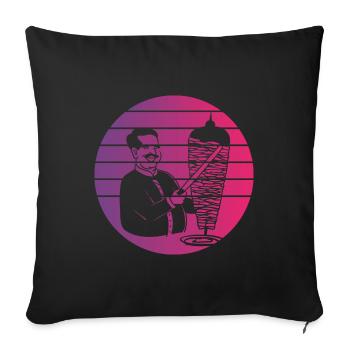Doner Kebab Retro Style Vintage - Housse de coussin décorative 45 x 45 cm - noir - Devant