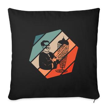 Doner Kebab Retro Style Vintage - Housse de coussin décorative 45 x 45 cm - noir - Devant