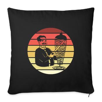 Doner Kebab Retro Style Vintage - Housse de coussin décorative 45 x 45 cm - noir - Devant