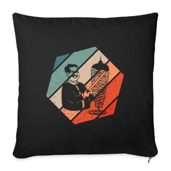Doner Kebab Retro Style Vintage - Housse de coussin décorative 45 x 45 cm - noir - Devant