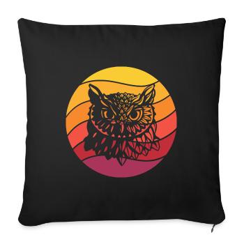 Owl Retro Style Vintage - Sofa pillowcase 17,3'' x 17,3'' (45 x 45 cm) - black - Front