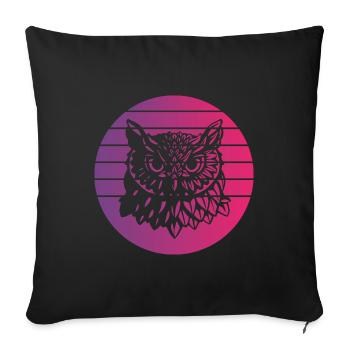 Owl Retro Style Vintage - Sofa pillowcase 17,3'' x 17,3'' (45 x 45 cm) - black - Front