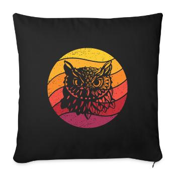 Owl Retro Style Vintage - Sofa pillowcase 17,3'' x 17,3'' (45 x 45 cm) - black - Front