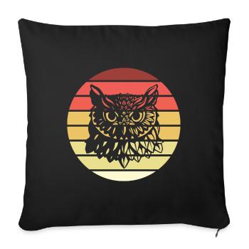 Eule Retro Style Vintage - Sofakissenbezug 45 x 45 cm - Schwarz - Vorne