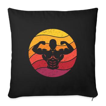 Bodybuilding Double Biceps Retro Style Vintage - Sofakissenbezug 45 x 45 cm - Schwarz - Vorne