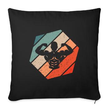 Bodybuilding Double Biceps Retro Style Vintage - Sofakissenbezug 45 x 45 cm - Schwarz - Vorne